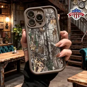 Cool Real Wood Camo Tree Pattern Aesthetic Phone Case for iPhone Samsung 17 16 15 14 Pro Max 13 12 11 XR XS Plus Air Galaxy S25 S24 S23 S22 A56 A55 A54 A53 A52 A36 Shockproof Anti Drop Protective Slim Soft TPU Cases Durable Cover gift for boy girl