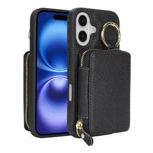 High-Quality Protective Alligator Leather Zipper Card Holder Phone Case Cover, Soft Touch, Aesthetic, Protection, Compatible with Apple iPhone 17 Pro Max/16/15/14/13/12/11 Pro Max