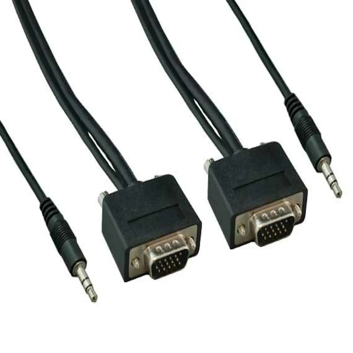 Sanoxy SNX-CBLR-MO116-1106 6 ft. Slim SVGA HD15 Male to Male Monitor Cable with Stereo Audio - Black