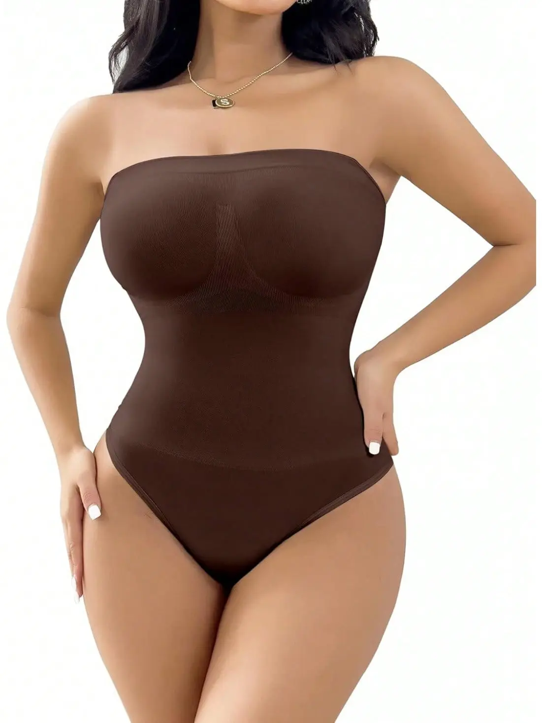 Women Seamless Strapless Tube Top Bodysuit Shapewear Breathable Tummy Control Butt Lifting Slim High Cut Invisible Shaping Bodysuit