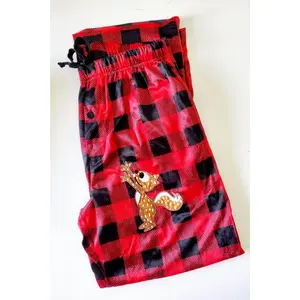 "Squirrel reaching for nuts" Embroidered Mens Pajama Lounge Pants