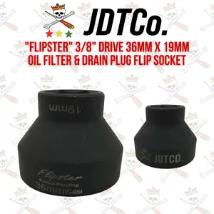 JDTCo. "Flipster" 3/8" Drive 36mm x 19mm Oil Filter & Drain Plug Flip Socket