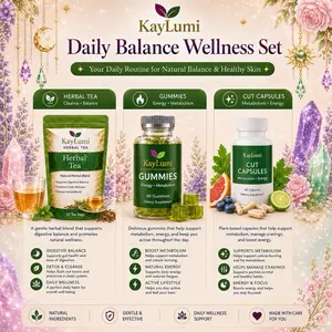 KayLumi (kase vant)Daily Balance Wellness Set 3-Piece Herbal Cleansing Tea & Green Tea Gummies and capsules for Digestive Balance & Daily Energy Support - Beverage