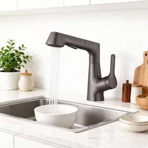 1pc Pull-Out Kitchen Faucet 360° Rotating Sink Faucet with Pull-Down Sprayer, Versatile Bathroom Chef Faucet for Easy Use, Sleek Design for Modern Kitchens