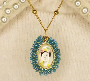 Aqua Beaded Frida Necklace