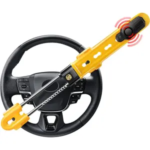 Steering Wheel Lock with 113dB Alarm, Heavy Duty Anti-Theft Car Device Car Wheel Lock with Adjustable Locking and 2 Keys, Car Security Lock Car Alarm System for Auto Truck Van SUV