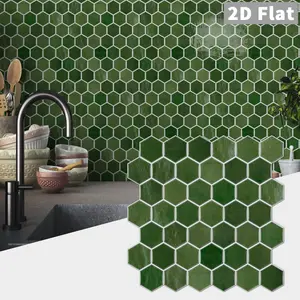 1/12 Peel and Stick Emerald Tile, Waterproof Oil Proof Hexagon Backsplash Sticker, Easy DIY No Drill Wall Upgrade, Universal Use