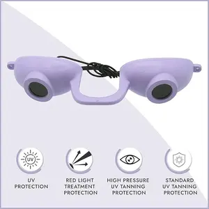 Super Sunnies EVO Flex UV Eye Protection, FDA Compliant, Tanning Bed Goggles, Red Light Theraphy Eyeshields with Case-Purple