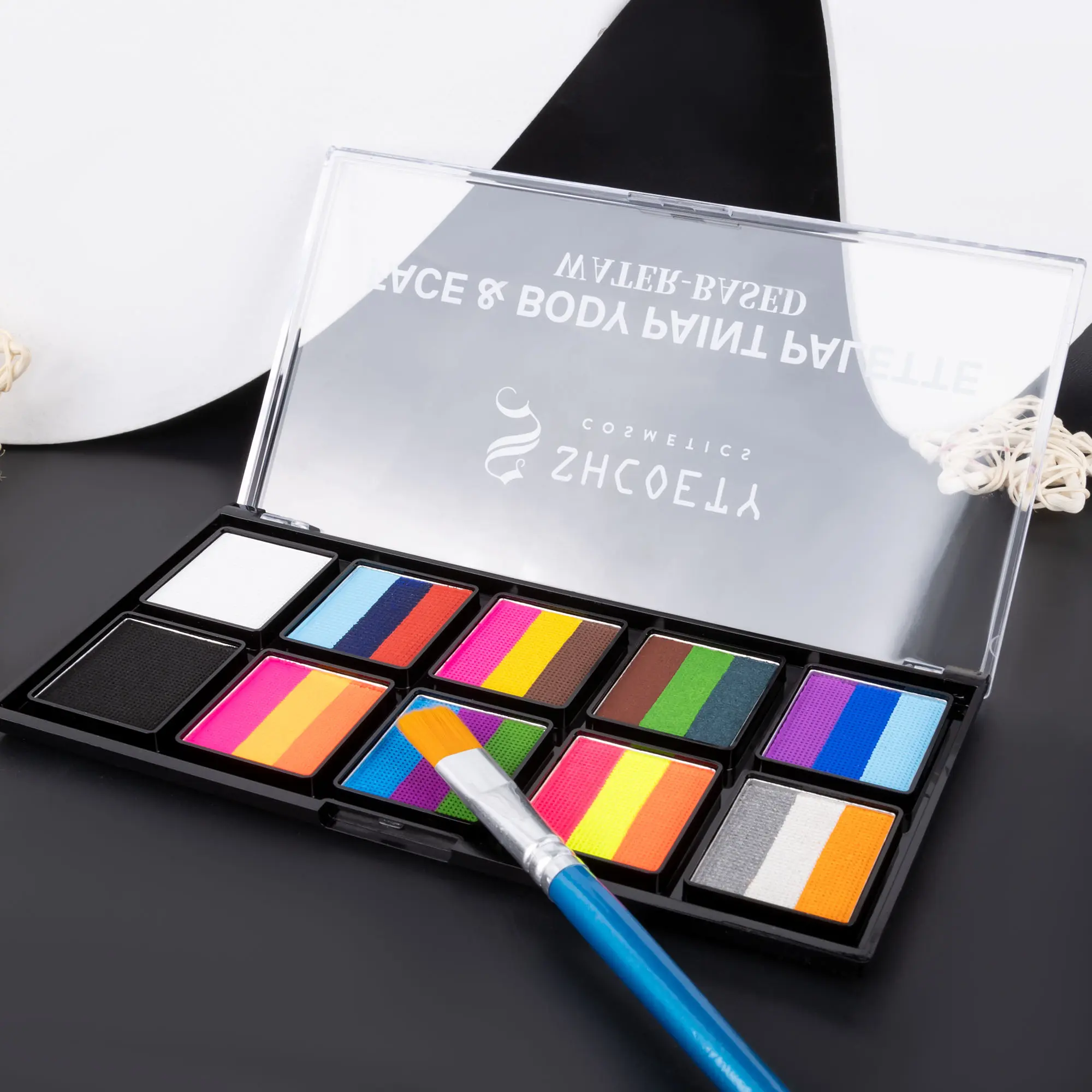Face & Body Paint Palette - Safe Non-Toxic Professional Cosmetic Kit, Water-based Temporary Tattoo,Halloween,Cosplay,Ideal for Stage