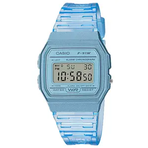 Casio Men's Transparent Blue Digital Watch - F-91WS-2CF