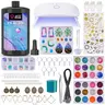 LET'S RESIN Hobbies Kit Adults - 250g UV Adhesive, Fold-Up UV Lamp, Geometric Jewelry Molds, Glitter, Beads Jewelry Making Supplies, 100 Jump Rings, Keychain Accessories for DIY Crafts, Handmade Gifts