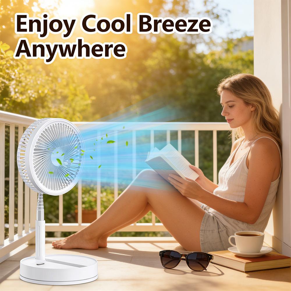 [Flash Sale]Foldable USB-Powered Desk Fan - 360° Rotation, 3 Speed Settings, 8000mAh Ultra-Long Battery Life, 105cm Max Height, Quiet Operation, Portable Oscillating Fan for Bedrooms, Offices