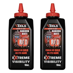 Chalk Reel 10oz. Baboon Butt Red Premium Hydrophobic Water Repellent Marking Chalk 2pk
