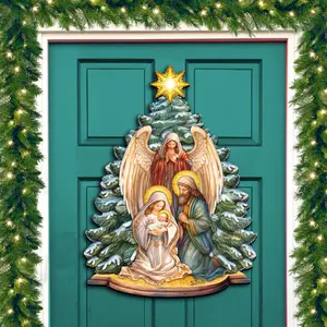 Designocracy  24 x 18 in. Holy Family Nativity Holiday Christmas Door Decor