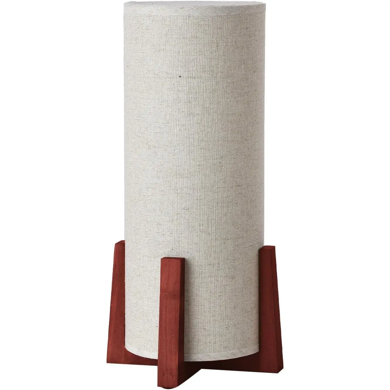 Modern Small Table Lamps, Nightstand Lamp with Linen Fabric Shade, 13.9" Cylinder Bedside Table Lamp for Bedroom, Cafe, Living Room Home Decor
