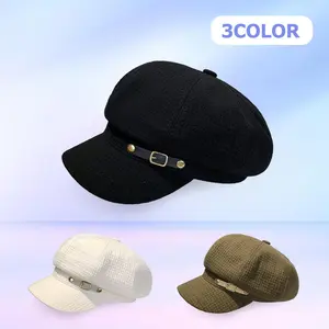 Retro Fashion Solid Color Octagonal Hat - Outdoor Travel Leisure All-match Beret, Autumn and Winter Fashion Women's Newsboy Hat