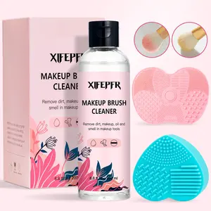 Makeup Brush Cleaner Solution 6.8 Fl Oz with 2 Cleaning Mats | Deep Clean Brushes, Sponges & Puffs | Ideal Gift for Her