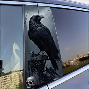 Gothic Crow & Skull Pattern Car Sticker, Car Window Decal Sticker, Car Exterior Decoration Accessories for Car, Wall, Window, Universal Car Sticker, Sticker for Cars