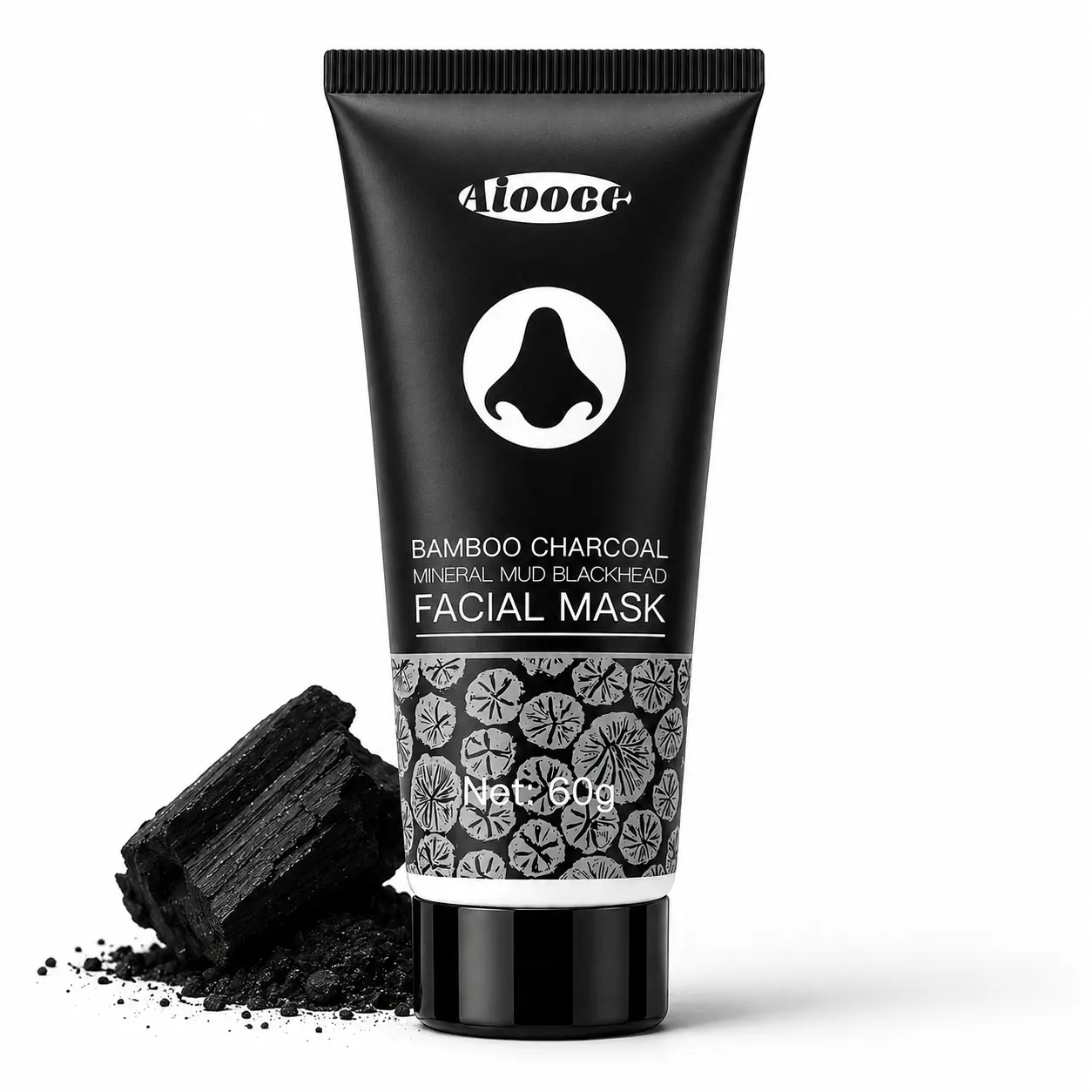 Bamboo Charcoal Peel-Off Blackhead Remover Mask, 60g Pore Cleansing Mud Mask for Nose T-Zone Oil Control & Deep Purifying DIY Facial Skincare