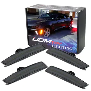 iJDMTOY Smoked Lens Amber/Red Full LED Side Marker Light Kit For 2016-up Chevy Camaro, Powered by Total 180-SMD LED