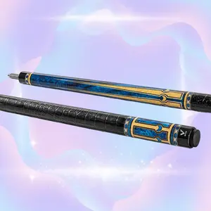 EVO LUNA Sapphire Gate Pool Cue with Leather Wrap - Glassfiber Shaft, Carbon + Glass Butt, 12.5 mm TIME 3 Tip, 29 in Shaft, 19-19.5 oz, 3/8-10 Stainless Joint, Weight Adjustment