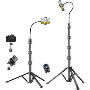 88" Tall Tripod for Iphone, Flexible Gooseneck Phone Tripod Stand with Remote, Stable Cellphone Tripod for Video Recording, Tripod for Cell Phone, Compatible with Iphone 15 14 13 12/ Android/Camera Victiv