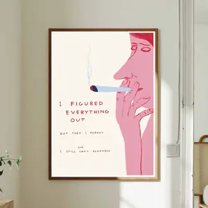 I Figured Everything Out Poster, David Shrigley Smoking Art, Quotes Funny Print