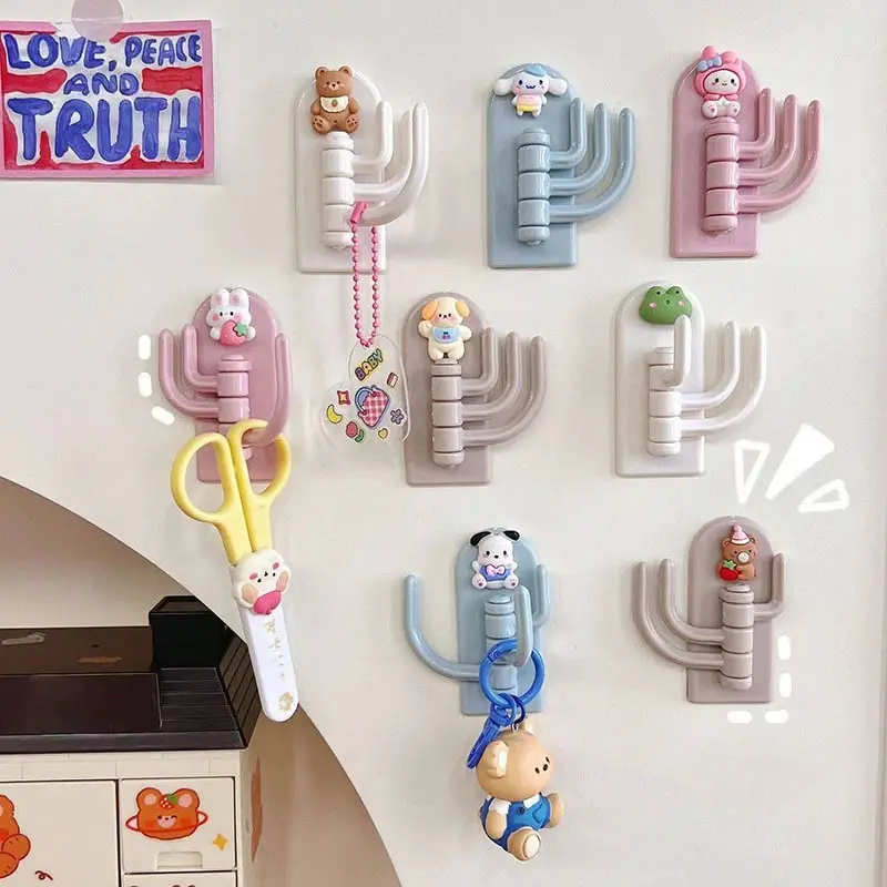 Adhesive Wall Hooks No Drill Needed, Cute Animal Key Hooks for Dorm Room, Durable Plastic Cartoon Decor, Space-Saving Organizer