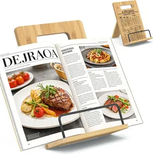 Cookbook Stand-Wooden Recipe Book Holder, Adjustable Cooking Book Stand for Kitchen Counter, Recipe Card Holder Shelf with Measurement Conversion Chart, Nice Gift for Cooking Lover,Wood tiktokshopspringglowup
