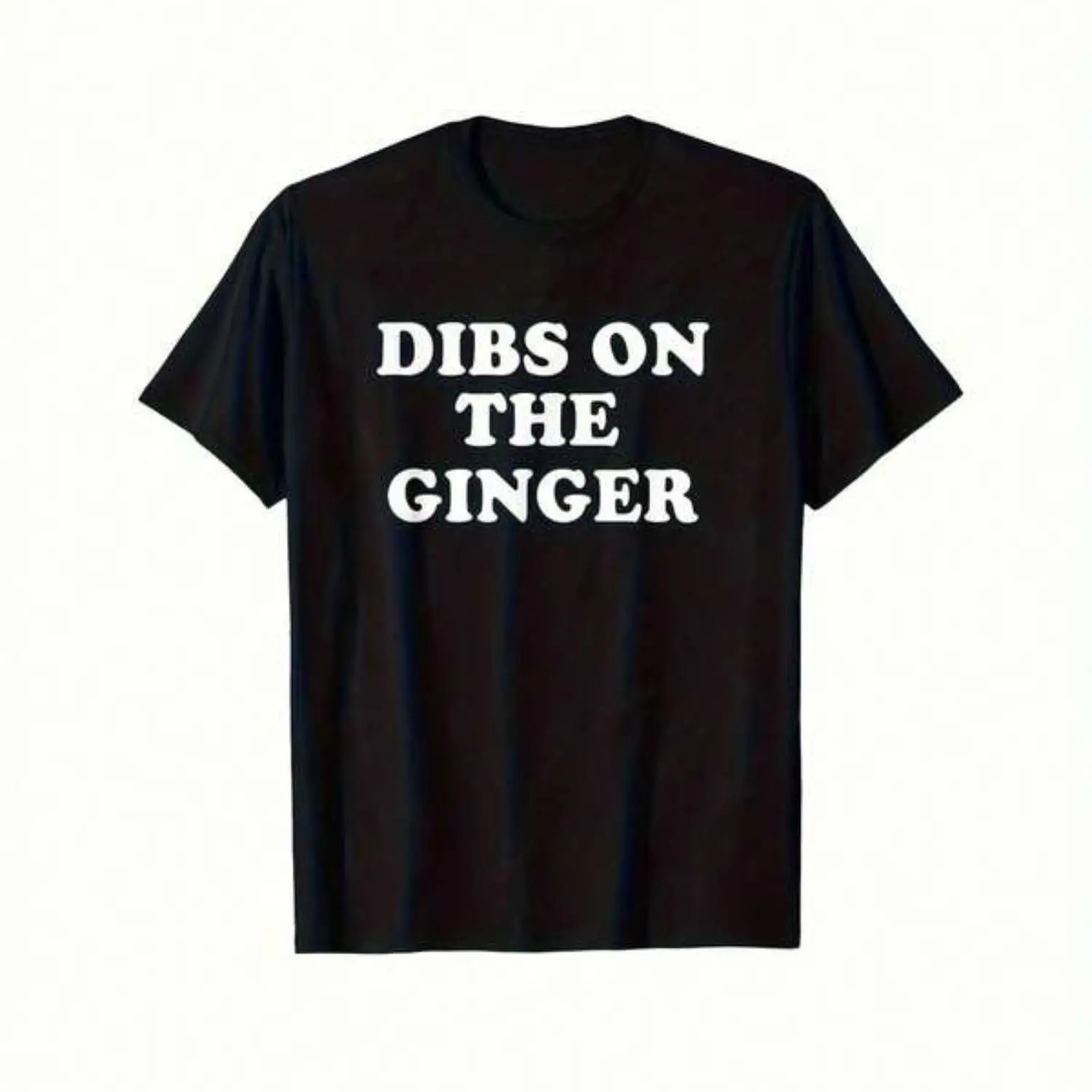 Men's Graphic Tee - "DIBS ON THE GINGER" Funny Black T-Shirt, Bold White Text, Crew Neck Regular Fit, Versatile Casual Wear for Gym, Travel & Everyday Style, Breathable Easy-Care Fabric