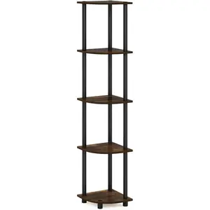 5 Tier Corner Display Rack Multipurpose Shelving Unit, Amber Pine/Black