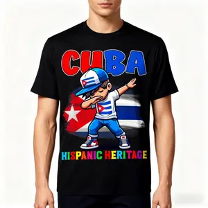Cuba Dabbing Kid Hispanic Heritage Celebration for Kids T-Shirt 100% Cotton Tees