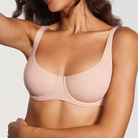 Women's Smooth Scoop Neck Balconette Bra Underwire No Padded
