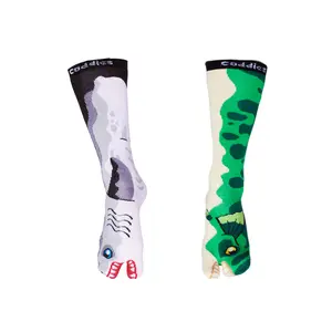 Coddies Fish Two Toe Socks - Bass and Shark Design (2 PK) Comfort Spandex