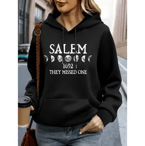 Vintage Salem Witch Trials 1692 Graphic Hoodie Womens Cozy Pullover With Geometric Alphabet Print And Drawstring Hood For Fall Winter Fashion