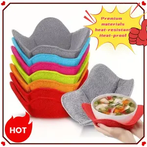 5 Heat-Resistant Microwave Bowl Mats Coasters, Durable Microfiber Insulation Cover, Non-Food Contact, Anti-Slip Support, Safe Heating Tray, Vibrant Colors