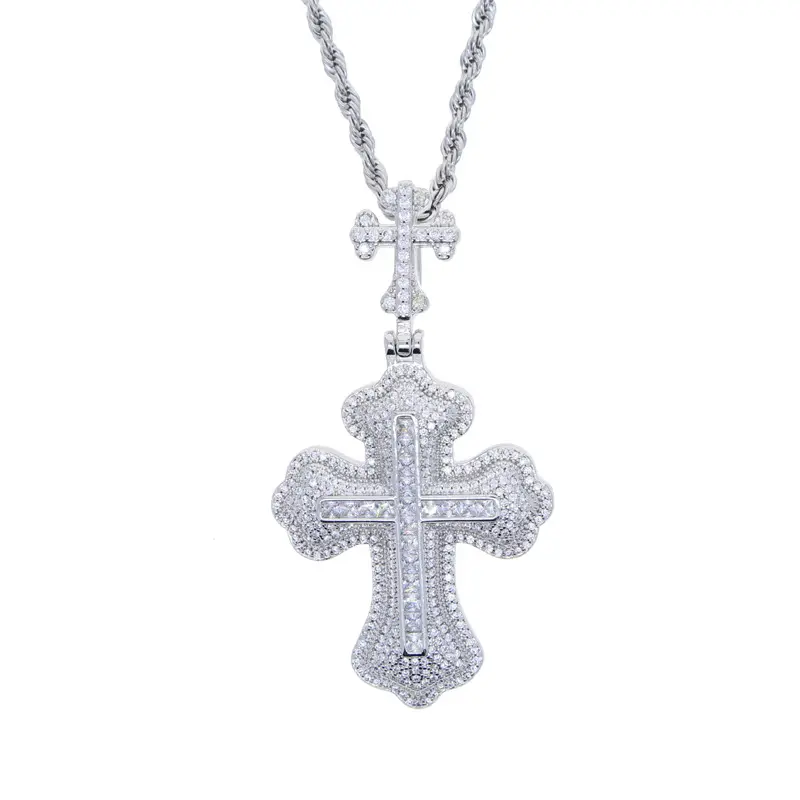 Platinum Double Cross Pendant