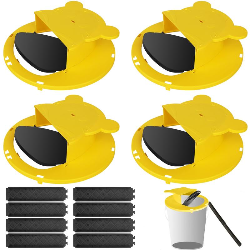 Mouse Trap Bucket 4-Pack ABS Material Durable Multi-Catch Auto-Reset Humane Lethal Rat Trap for 5 Gallon Bucket Indoor Home Use