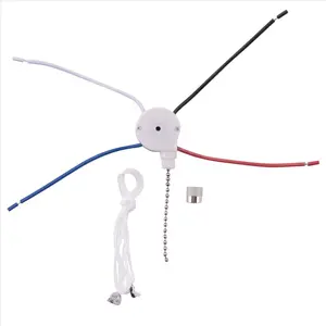 Ceiling Fan Switch Kit 3 Speed 4 Wire, Fan Switch Zipper Speed Control Switch, ZE-208S Pull Wire Switch with Rope Silver