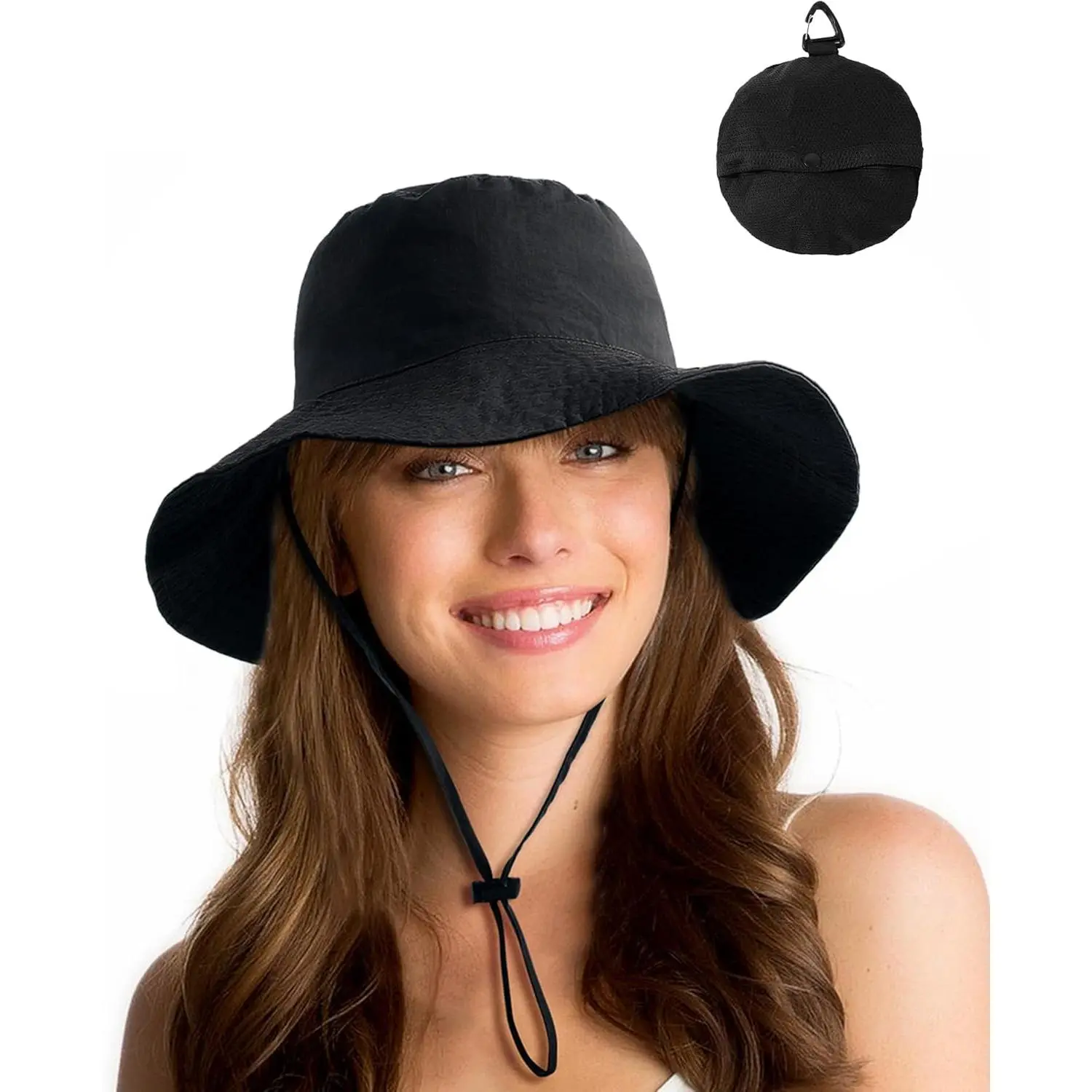Water-Resistant Sun UPF 50+ Bucket Hat Protection Packable Brimmed Boonie for Women Men Summer Lightweight Hiking