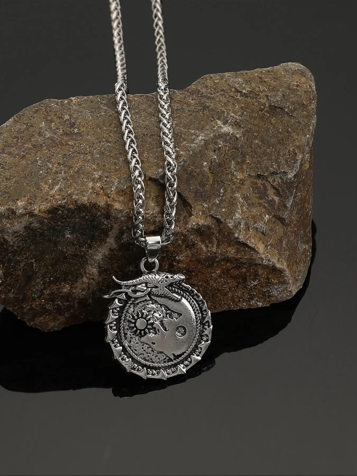 Viking Style Dragon Pendant Necklace, Gothic Stainless Steel Casual PU Leather Chain, Perfect for Parties, Valentine's Day, Father's Day, Mother's Day, Birthday Gifts