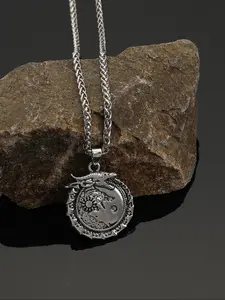 Viking Style Dragon Pendant Necklace, Gothic Stainless Steel Casual PU Leather Chain, Perfect for Parties, Valentine's Day, Father's Day, Mother's Day, Birthday Gifts