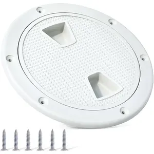 4" 6" 8"Boat Hatch,Deck Plates for Boats,Round Non Slip Inspection Hatch,Detachable Cover, Suitable for Ships, RV, Outdoor Facilities,ABS White Plastic,Attached Screw(1 PCS)