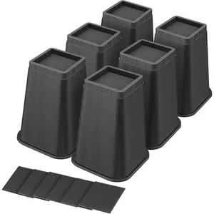 Bed Risers 8 Inch Heavy Duty, Furniture Risers Lifts 12" 8" 4" for Table, Desk Leg, Sofa, Couch, Adjustable Bed Frame Risers Supports Up to 6,000 Lbs, Black, 6 Pack