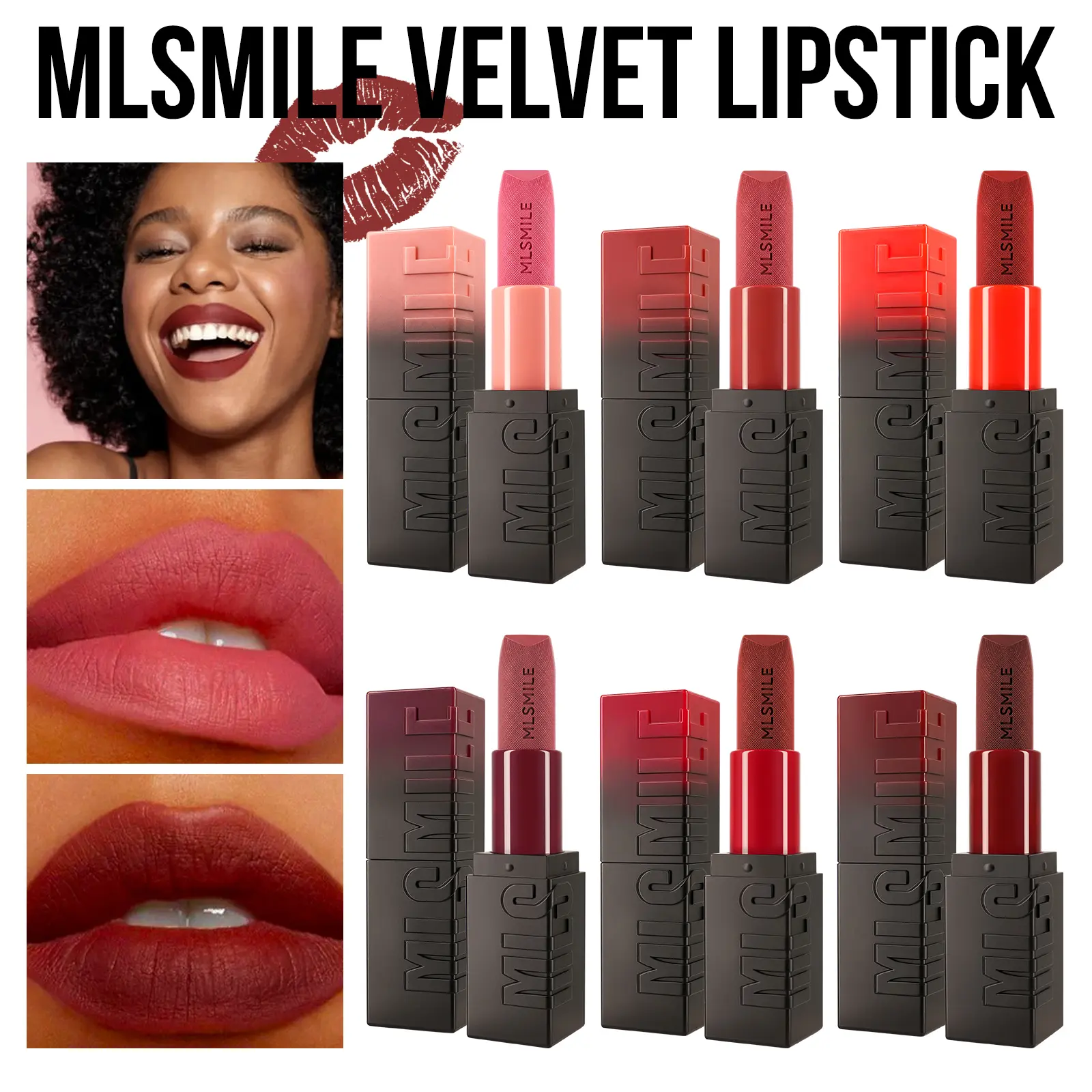 6-Pack Natural Charm Matte Lipstick Set - Smooth, Waterproof Hold, Long-Lasting, Easy to Apply, Non-Stick Cup, Assorted Lipstick Shades, Beginner Easy Beauty Cosmetic for Glossy Lips