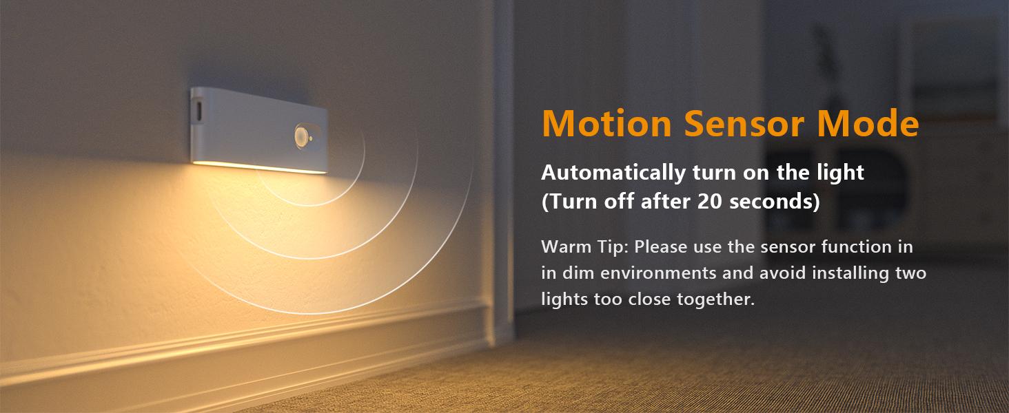 Motion Sensor Night Light, Rechargeable Stair Lights Indoor, Warm White Motion Sensor Light Indoor, Battery Operated Night Light for Hallway, Stairway, Bathroom, Bedroom, Kitchen, 3 Pack