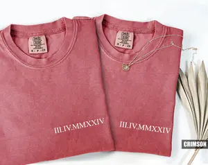Comfort Colors Custom Roman Numeral T-Shirt Personalized Anniversary Date Tee, Ideal for Matching Couples and Wedding Outfits