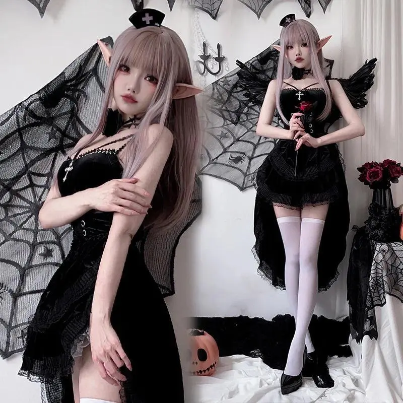 European and American Diablo Gothic Halloween Costume Ladies Dress Dovetail Witch Vampire Bride Performance Costume