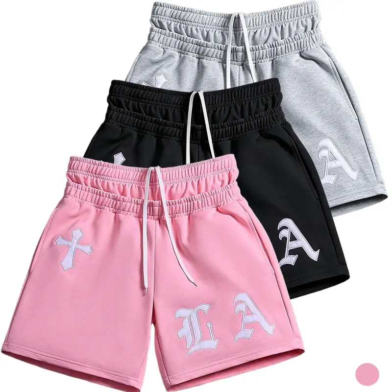 Women’s summer casual athletic shorts featuring a double-layer elastic waistband with drawstring and printed design, breathable fabric for comfort and quick drying—ideal for outdoor sports, running, and hiking—machine washable, unisex.
