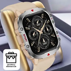 2.01 Inch Business Smart Watch Men Screen Wireless Calling/Dial Multi-Sport Modes Call & Message Alerts Custom Wallpaper LED Light Smartwatch Flashlight Compatible With IOS/Android